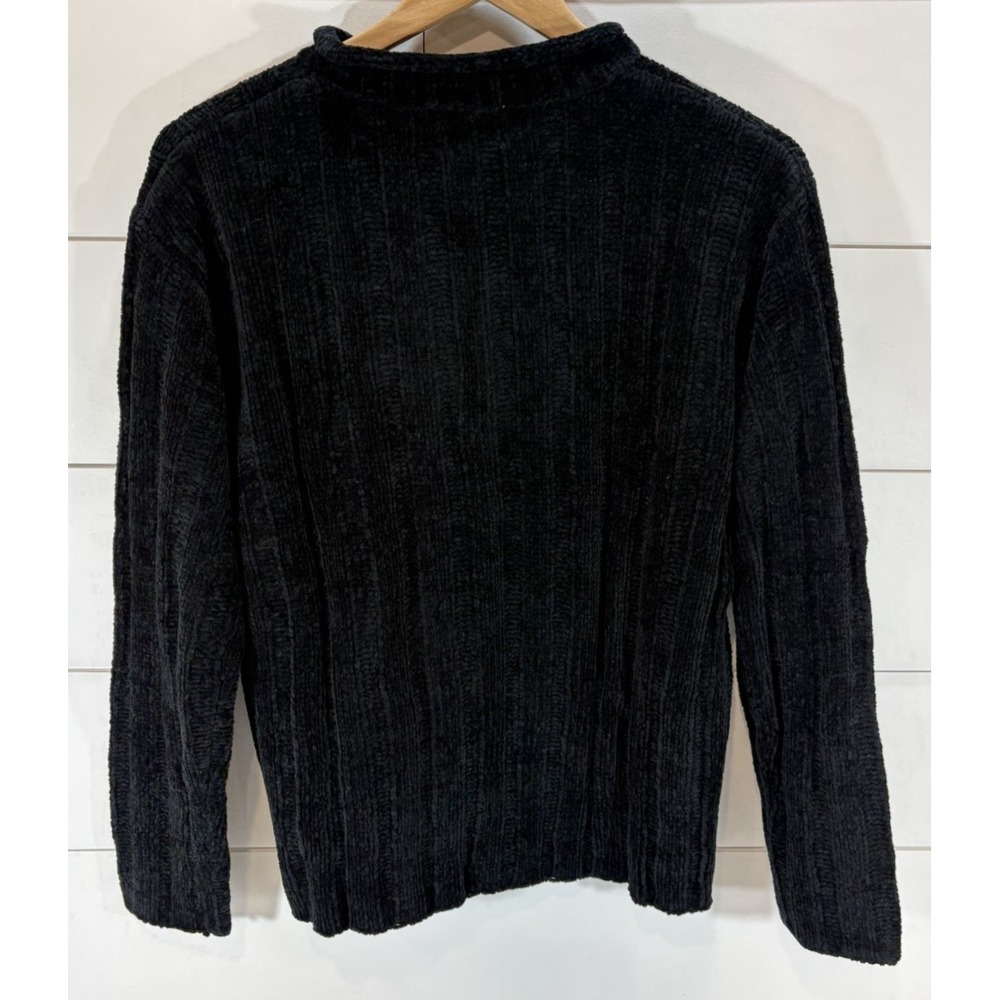Vintage Northern Reflections Black Sweater Size M Velvet Velour Acrylic Soft Y2K - Picture 2 of 7